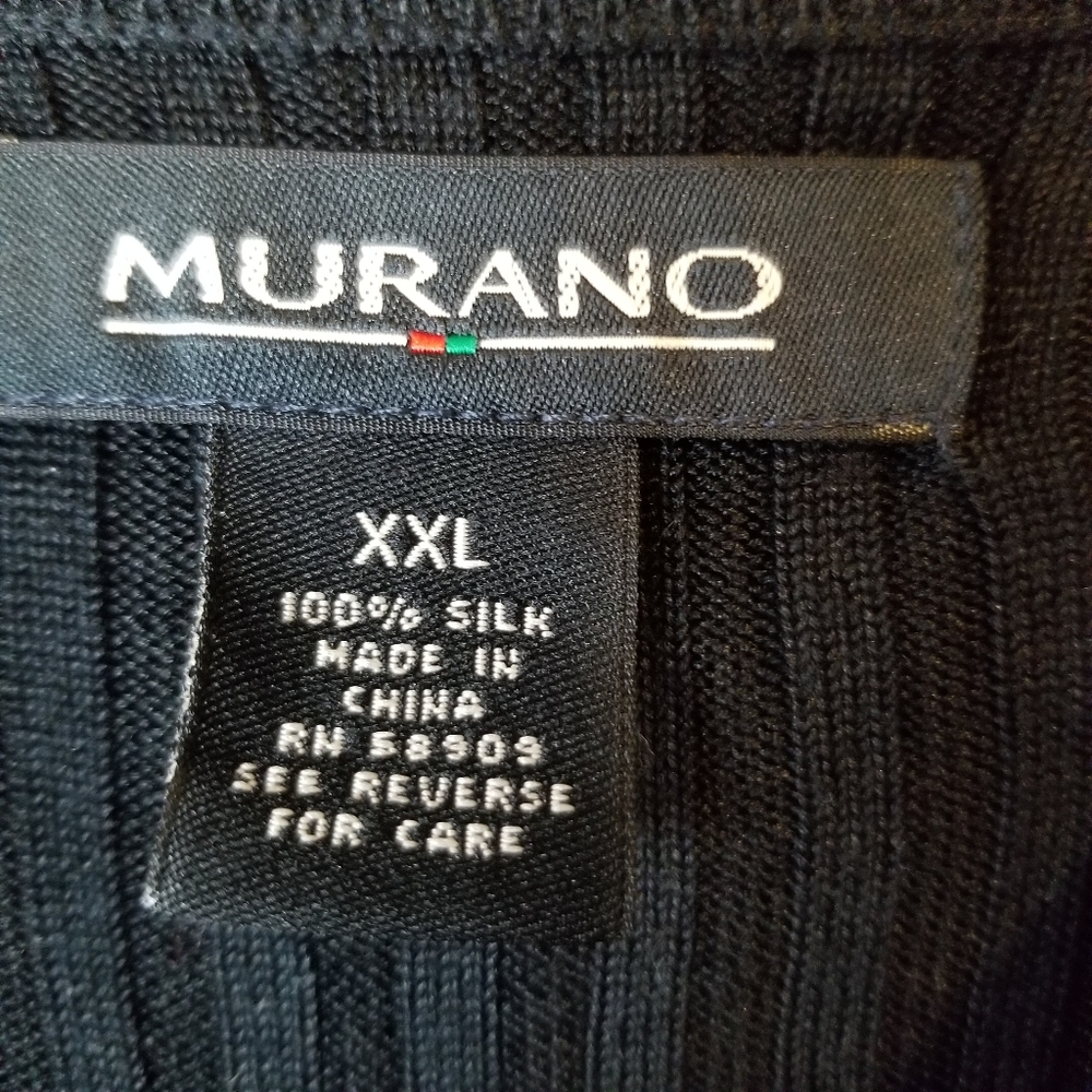 Vintage Y2K Murano Silk Black Ribbed Crewneck Short Sleeve Tunic Sweater - Picture 5 of 8
